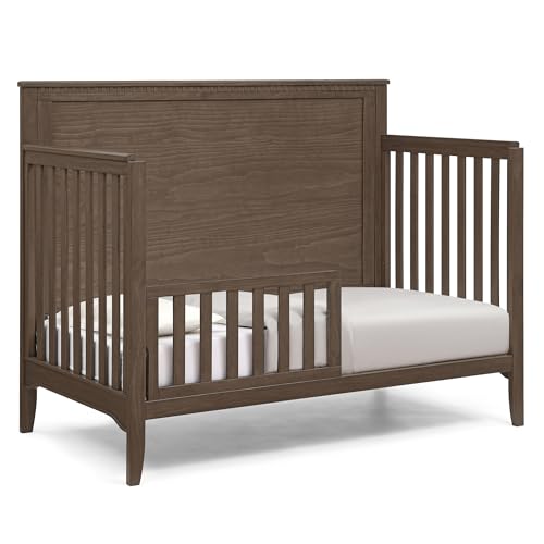 Delta Children Kendall 6-in1 Convertible Crib - Converts from Baby Crib to Toddler Bed, Daybed, Sofa Bed and Full-Size Bed with and Without Footboard, Fits Full-Size Crib Mattress, Teak Brown
