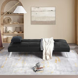 OSP Home Furnishings Kenneth Modern Button Tufted Convertible Click-Clack Futon Sofa Bed, Black Faux Leather with Chrome Legs OSP Home Furnishings