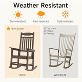 ONBRILL Outdoor Rocking Chair, All Weather Resistant HDPS Poly Rocker Chairs, Front Porch Rocker with 350 lbs Weight Capacity for Outdoor and Indoor-Brown ONBRILL