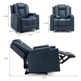COMHOMA Power Recliner Chair PU Leather Electric Massage Recliner Sofa for Living Room Home Theater Seating with Cup Holders and LED Lighting(Blue) COMHOMA