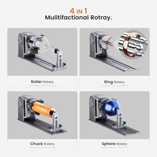 Algolaser 4 in 1 Laser Rotary Roller - Y-axis Rotary Chuck for Laser Engraver,180° Adjustable Jaw Chuck Rotary for Engraving Tumblers, Bottles & Cylindrical Objects Suitable for DIY KIT MK2/Alpha MK2 AlgoLaser