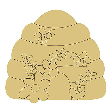 Beehive Design by Lines Cutout Unfinished Wood Bee Hive Honeycomb Honey Nest MDF Shape Canvas Style 2 Art 1 (6") Diverse Woodworking