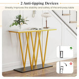 Giantex Gold Console Table, 40” Entryway Table with Faux Marble Top & Sturdy Metal Base, Modern Accent Sofa Table for Entrance, Living Room, Hallway, Foyer Decoration, White Giantex