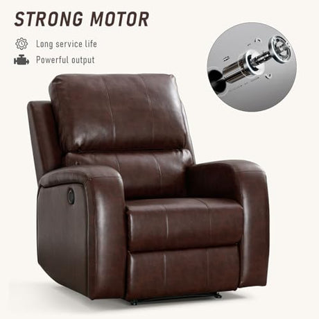 HAOMARKETS Electric Recliner Chair, Soft PU Leather Power Recliners with Padded Backrest, Single Overstuffed Heavy Duty Reclining Sofa for Living Room Bedroom, Brown HAOMARKETS
