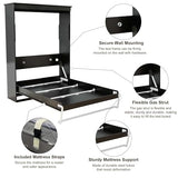 TrendTerrace Black Wood Full Size Murphy Bed: 61'' Space-Saving Wall Bed Cabinet Full for Multipurpose Area, Bedroom/Guest Room/Living Room, (Mattress Not Included) Wall Beds TrendTerrace