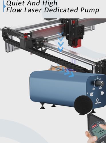 Creatorally Air Assist Pump Kit for Laser Engraver, 30L/Min Adjustable Quiet Airflow, Removes Smoke and Dust, Reduces Burn Marks, Protects Lens, Compatible with S9/S10/A5 PRO/A10 PRO/TTS-55 PRO Creatorally