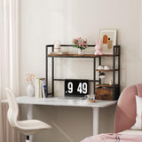 Marbrasse Desk Shelf with Drawer, 40" Desk Hutch for Computer Monitor, Wooden Desktop Bookshelf Storage Rack for Home Office Dorm - Dark Brown Marbrasse