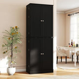 Giantex Kitchen Pantry Cabinet, 65.5" Tall Kitchen Hutch w/8-Tier Storage Cabinet, 16-Tier Door Shelves & Adjustable Shelves, 4-Door Freestanding Buffet Sideboard for Dining Room, Living Room (Black) Giantex