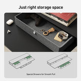 FEZIBO 63" Height Adjustable Electric Standing Desk with 4 Drawers, 63 x 24 Inch Table with Storage Shelf, Sit Stand Desk with Splice Board, Black Frame/Rustic Brown Top, 63 inch FEZIBO