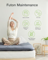 FULI Japanese Futon, King Size, White - Foldable Shikibuton Floor Bed - Medium Firm Quilted Cotton Sleeping Pad, Portable Roll-Up Japanese Floor Bed for Guests & Small Spaces FULI