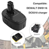 DTK 2Pack 6.5Ah Lithium-Ion Battery Replacement for Dewalt 18V XRP Ni-Cad DC9096 DC9098 DC9099 DE9039 DE9095 DE9096 DE9098 DW9095 DW9096 DW9098 DE9503 DTK
