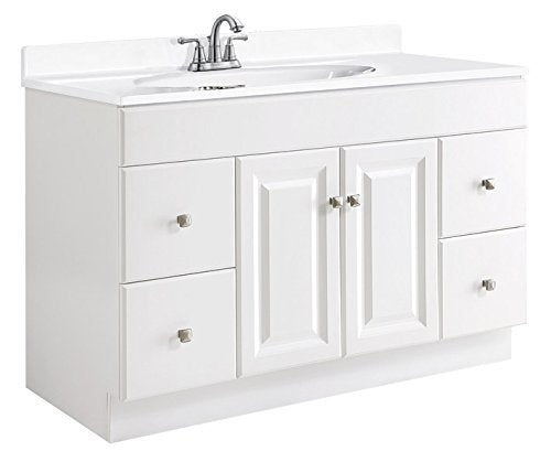 Design House Wyndham 48 Inch Bathroom Vanity, Ready to Assemble, Solid Wood, White, 597278 Design House
