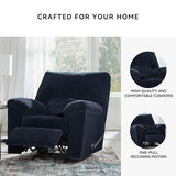 Signature Design by Ashley SimpleJoy Casual Rocker Recliner with Pillow-Top Armrest, Dark Blue
