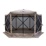 Gazelle Tents G6 8 Person 12 by 12 Pop Up 6 Sided Portable Hub Outdoor Gazebo Screen Canopy Tent with Large Main Door and Screens, Desert Sand Gazelle
