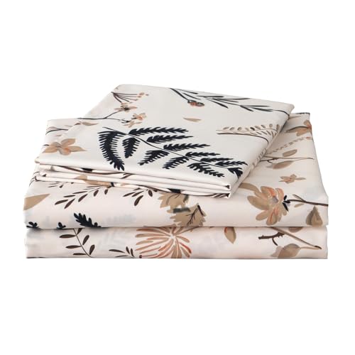 JSD Boho Floral Printed Sheet Set Full Size, 4 Piece, Soft Botanical Pattern Microfiber Sheets Extra Deep Pocket JSD