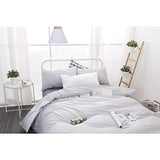 Wake In Cloud - Striped Cotton Duvet Cover Set, Ticking Stripe Pinstripe Farmhouse, 100% Cotton Bedding Set, 3 Pieces, Gray White, Full Size Wake In Cloud