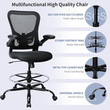 Drafting Chair, Ergonomic Tall Office Chair for Standing Desk, Counter Height Desk Chair with Adjustable Padded Armrests and Footrest Ring Standing Desk Chair Adjustable Height with Lumbar Support TOPBSHODC