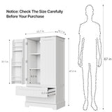 Gizoon 47" White Kitchen Pantry Storage Cabinet with Doors, Shelves, and Drawers for Organised Living Gizoon