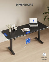 FLEXISPOT 71 x 32 Inch Large Standing Desk, Stand Up Desk with Splice Board, Rising Desks for Home Office, Office Desk with Headphone Hook (Black Frame + Black Top, 2 Packages) FLEXISPOT