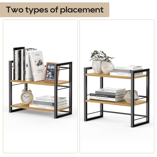 ART-GIFTREE 2-Tier Wood Desk Shelf Organizer for Office and Home Storage - Black ART-GIFTREE