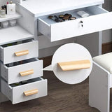 Makeup Vanity Desk with Mirror and Lights,Sliding Mirror & Drawers & Storage Shelves & Stool, Brightness Adjustable,3 Lighting Mode, for Bedroom,White Legendstone