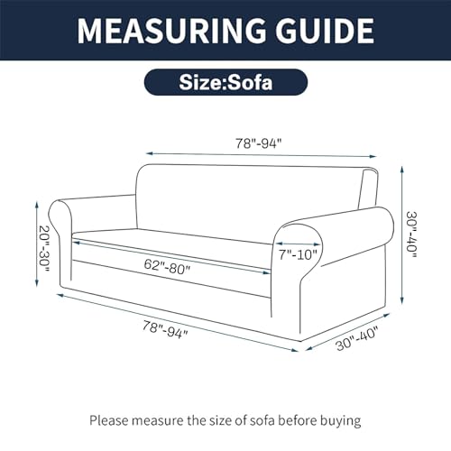 Cupuamon 2026 New Stretch Sofa Slipcovers Couch Cover for 3 Cushion Furniture Protector Sofa Covers with Elastic Bottom Jacquard Fabric Small Checks for Pets, Kids -Sofa, Black Cupuamon