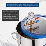 9 Gallon Tempered Glass Vacuum Chamber with Two Rubber Seals, 33L Stainless Steel Degassing Chamber Kit with 5 CFM 1/3HP Single Stage Vacuum Pump Without Oil, Perfect for Stabilizing Wood P PBAUTOS