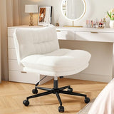 DurayLoly Criss Cross Chair with Wheels, 7" Extra Thick Ergonomic Cross Legged Office Chair, Height Adjustable Swivel Design for Home Office, Study & Vanity,White DurayLoly