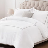 SLEEP ZONE Luxury Hotel Bedding Comforter Set 3-Piece Machine Washable, Lightweight Down Alternative Duvet Insert with Embroidered Stripes, King (106" x 95"), Grey Strips SLEEP ZONE