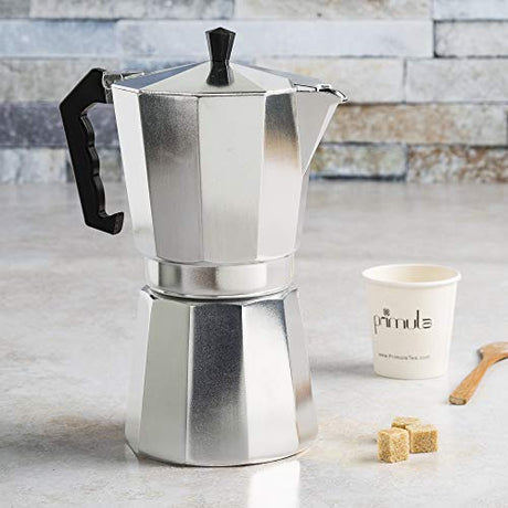 Primula Classic Stovetop Espresso and Coffee Maker, Moka Pot for Italian and Cuban Café Brewing, Greca Coffee Maker, Cafeteras, 12 Espresso Cups, Silver Primula