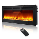 Zstar 60" Electric Fireplace Recessed and Wall Mounted with Remote Control, 750-1500W Fireplace Heater with Timer, Thermostat, Low Noise, Adjustable Flame Color, Speed & Brightness, Log & Crystals Zstar