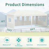 10' x 20' White Gazebo Canopy Tent Featuring 4 Removable Sidewalls, Outdoor Shade Shelter with Transparent Windows, Ideal for Parties, Backyard, Birthdays, Events, Gatherings, Patio, Birthday Usnipoya