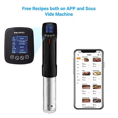 WiFi Sous-Vide-Machine & Vacuum Sealer Machine, Inkbird Sous Vide Cooker 1000W w/Recipes on APP Preset Cooker | Automatic Air Sous Vide Vacuum Sealing Inkbird