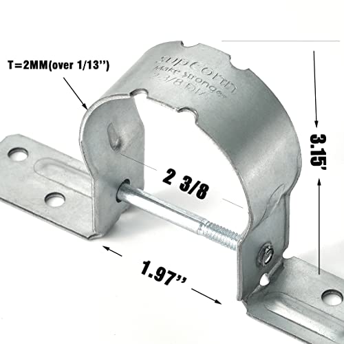 Fence Brackets SupConn（12Pcs) , Tube Tie 2-3/8" , Steel to Wood Fence Bracket, Galvanized Fence Post Bracket，Fence Brackets for Metal Posts - Fence Post Repair （No Include Screws） SupConn