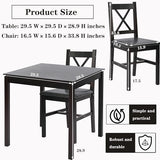 Pazidom Small Dining Table Set 3 Piece Wood Dinning Room Table Set for 2, Square Kitchen Table and 2 Chairs, Space Saving Dinette for Kitchen, Dining Room, Appartment, Dark Brown Pazidom