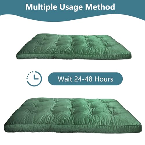 SANXUO Futon Mattres Full Size 6",Flannel Floor Foldable for Adults,Floor Futon Mattress,High Density Shredded Foam Filling Mattress for Bedroom,Living (Frame Not Included), 54 x 80, (Green) SANXUO