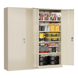Superday Metal Storage Cabinet with Lock, 72" H Garage Storage Cabinet with Doors and 4 Adjustable Shelves,Putty Steel Locking Cabinets for Office, Home, Garage, Gym, School Superday