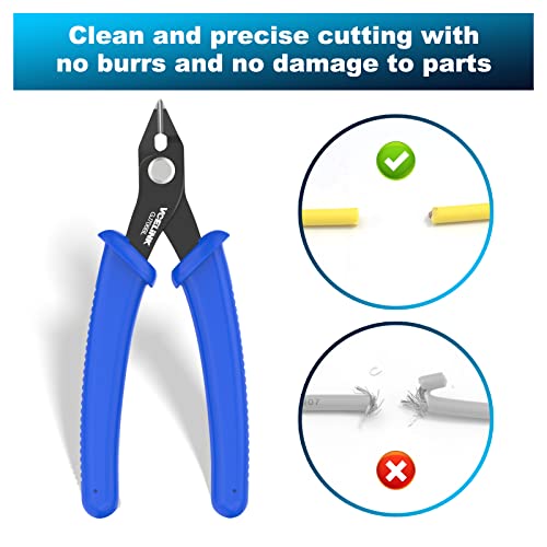 VCELINK Small Wire Cutter Spring-loaded GJ706BL, Precision Flush Cutter Pliers Diagonal Cutters for Electronics, Jewelry Making, Model Craft and 3D Printer, 5-Inch - WoodArtSupply