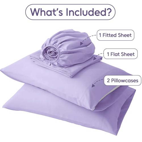 LONAVA Full Sheet Set 4 Pieces,Lavender Ultra Soft & Breathable Microbifer Sheets, 1600 Thread Count Hotel Luxury Oeko-Tex Bed Sheets, 14-16 Inch Deep Pocket Durable Wrinkle Free Sheets LONAVA