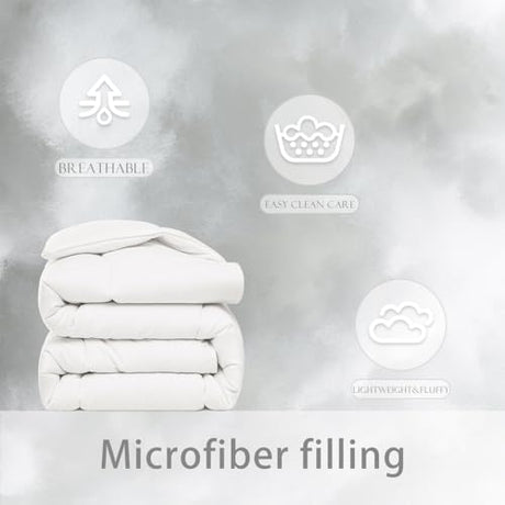 ACCURATEX Lightweight Duvet Insert King Size - Summer Bedding Comforter - 250GSM Filled Thin Duvet - Soft & Breathable, Quilted Comforters with 8 Tabs,White,King 104x90 Inches ACCURATEX