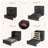 AMERLIFE Twin Murphy Bed Cabinet with Charging Station and Storage Drawer, Farmhouse Foldable Platform Bed for Home Office, Apartment, Small Spaces, Black Oak AMERLIFE