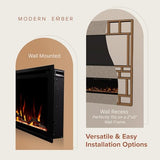 Modern Ember Aerus 60 Inch Smart Linear Electric Fireplace | Recessed in-Wall or Wall-Mount | LED Multiple Flame Colors | Alexa/WiFi Enabled | 5.75” Profile | Remote Included Modern Ember