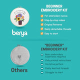 BERYA Flowers Embroidery Kit Including Video Step by Step Instructions,Embroidery Hoop,Color Threads and Embroidery Scissors for Beginners-Handmade Needlepoint Kits for Adults