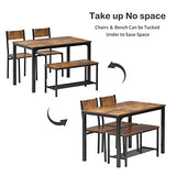 soges 4 Pieces Dining Table Set, 43.3 inch Kitchen Table Set for 4, Dining Set with 2 Chairs and Bench with Storage Rack, Nesting Furniture Set for Dining Room, Kitchen, Restaurant, Rustic Brown soges