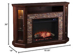 SEI Furniture Redden Faux Stone Corner Convertible Electric Fireplace with Media Storage, New Espresso SEI Furniture