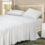 Royale Linens 300 Thread Count 100% Long Staple Combed Cotton Stripe Sheet Set - 4 Piece Queen Bed Sheets - 1 Fitted, 1 Flat & 2 Pillow cases - Soft Cool & Crisp Sheet Set (Queen, Narrow Stripe White) ROYALE LINENS