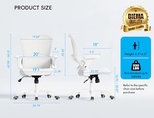 TRALT Office Chair - Ergonomic Office Chair with Back Support, Home Office Desk Chairs, Comfy Desk Chair, Computer Chair, 330lbs Wide Seat Big and Tall Office Chairs for Gamers(White) TRALT