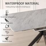 Modern Dining Table Set for 10,Expandable Dining Room Table Set,6-10 People Kitchen Table and Chairs Set with 63-78 in Marble Dinner Table Round Upholstered Boucle Chairs Ideal for Dining Room,Kitchen Hilknen