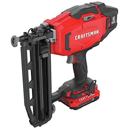 CRAFTSMAN V20 Cordless Finish Nailer Kit, Nail Gun, 16GA, 2-1/2 Nails, Battery and Charger Included (CMCN616C1) - WoodArtSupply