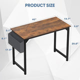 DUMOS 40 Inch Office Small Computer Desk Modern Simple Style Writing Study Work Table for Home Bedroom - Wood Brown DUMOS